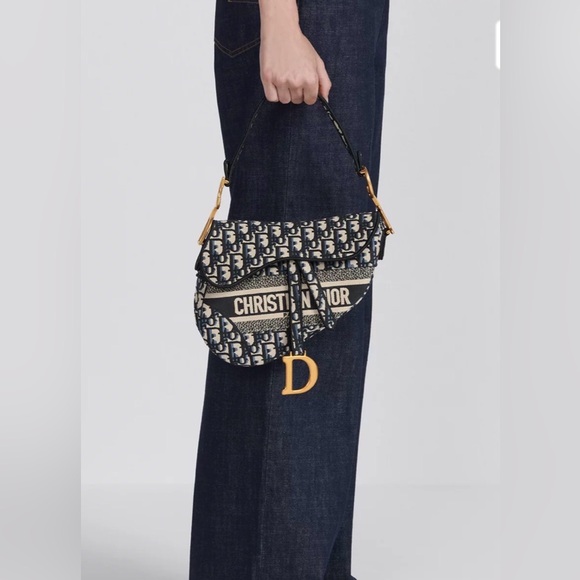 Dior Handbags - AUTHENTIC Christian Dior Oblique Saddle Bag – Blue Jacquard